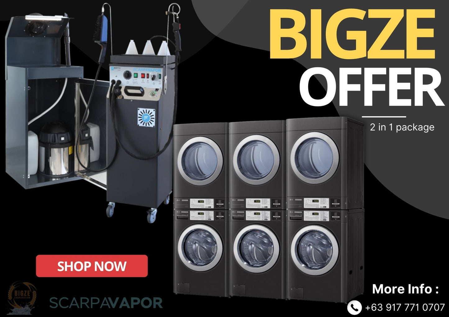 2 in 1 LG LAUNDRY COMMERCIAL & SCARPAVAPOR REGULAR PACKAGE