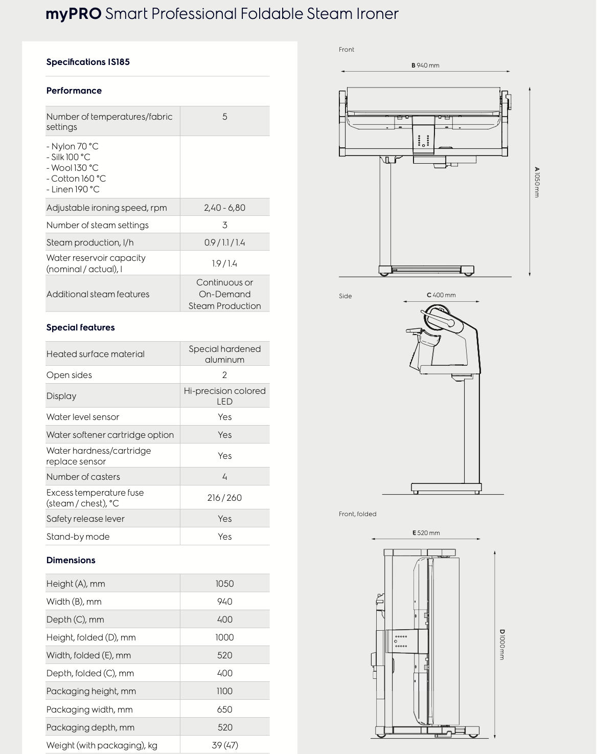 MyPro Foldable Steam Ironer